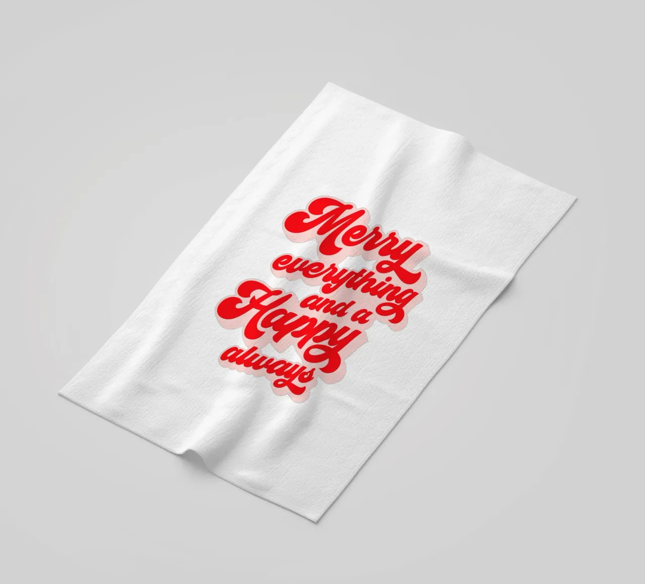 Retro Holiday Greetings 'MERRY EVERYTHING' Red on White telo mare da Dominique Vari Words