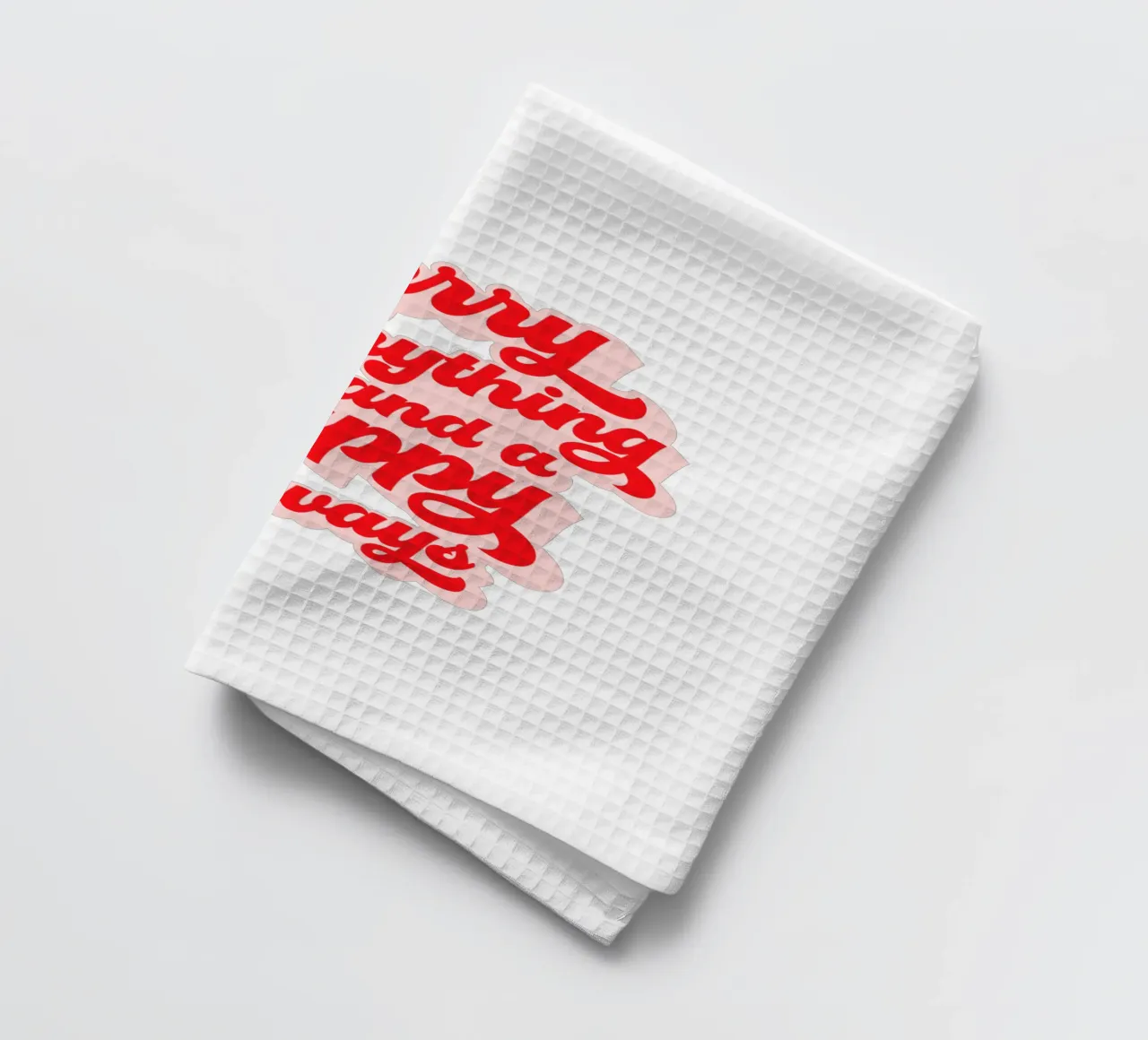 Retro Holiday Greetings 'MERRY EVERYTHING' Red on White canovaccio da cucina da Dominique Vari Words