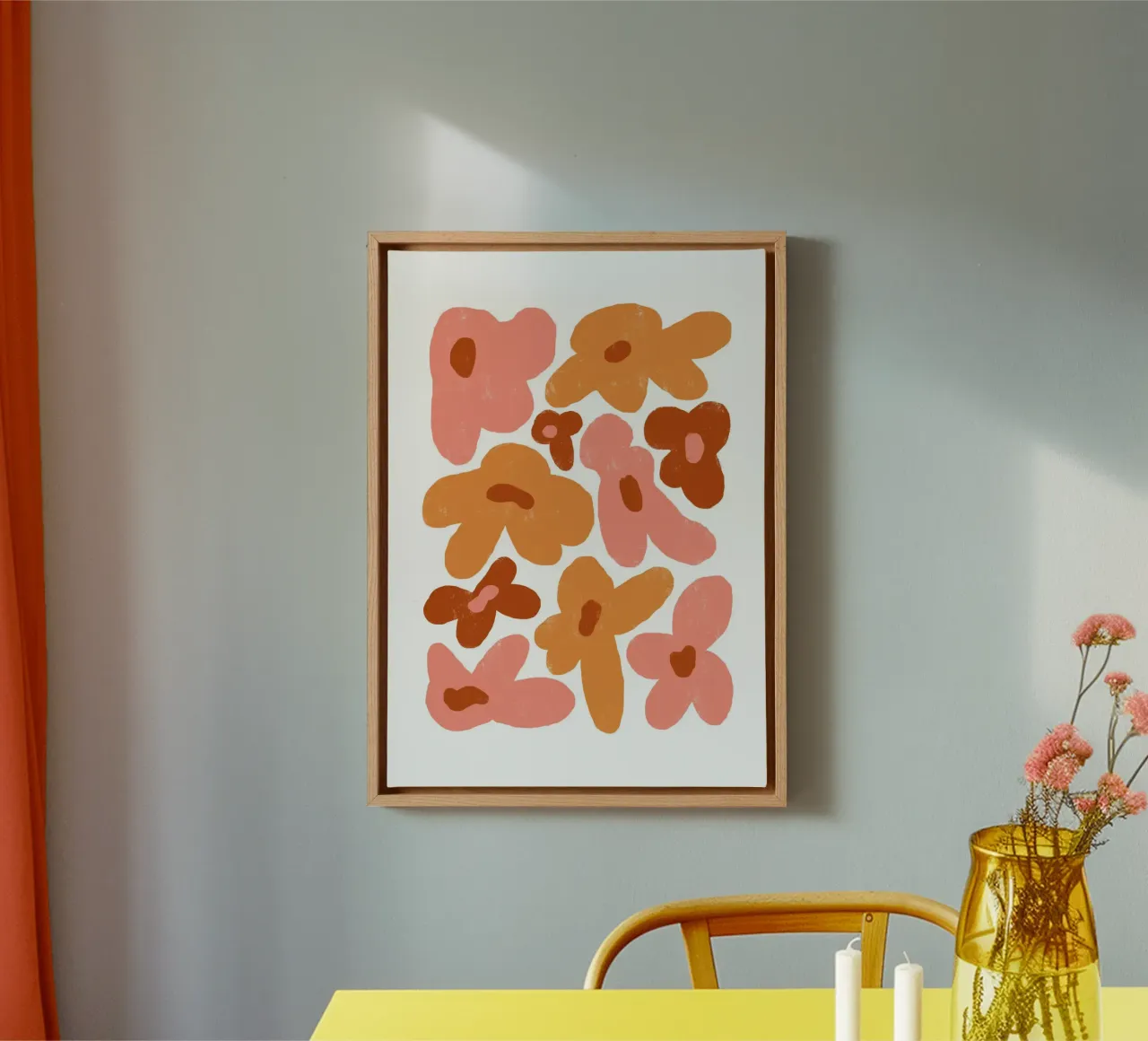 Florale Botanische Kunstdruk, Heldere Abstracte Bloem canvas met Baklijst van pdigitalprints