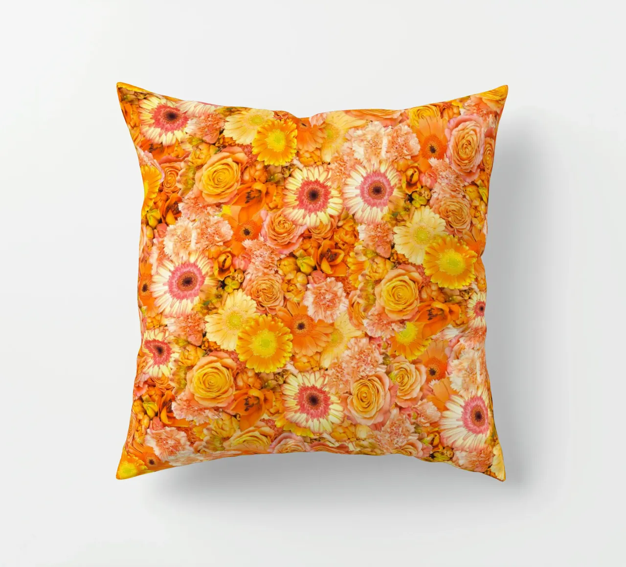 Un mare di arancione - Fiori in piena fioritura cuscino da Curious Collections by Marielle Leenders