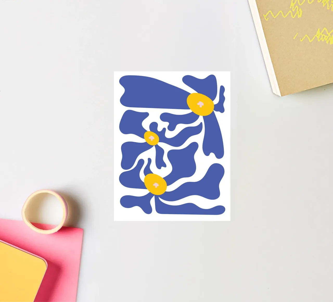 Floral Botanical Art Print, Bright Abstract Flower Botanical sticker by pdigitalprints