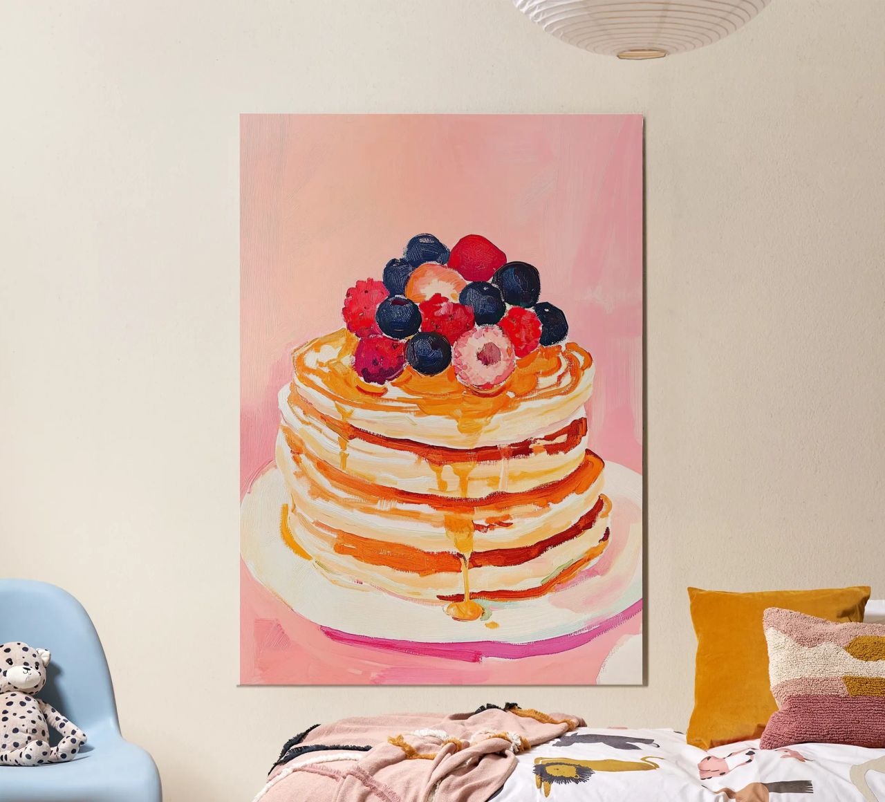 Pancakes Berries Foodie Kitchen Preppy Pink poster by Euphoria Theresa
