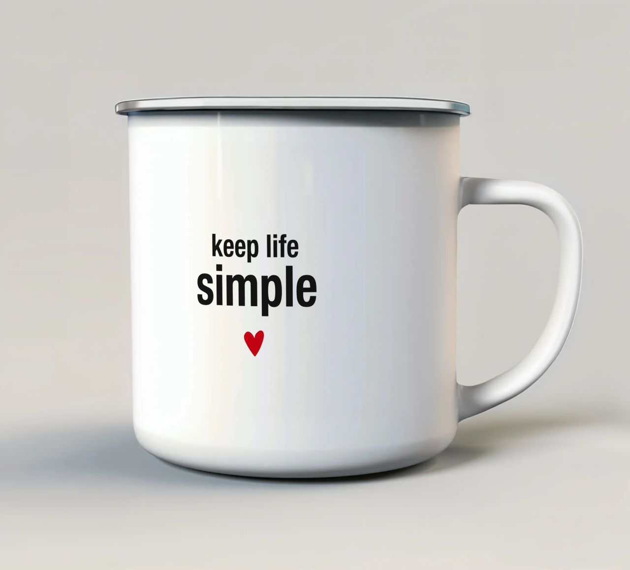 keep life simple tazza in smalto da Meridian Design