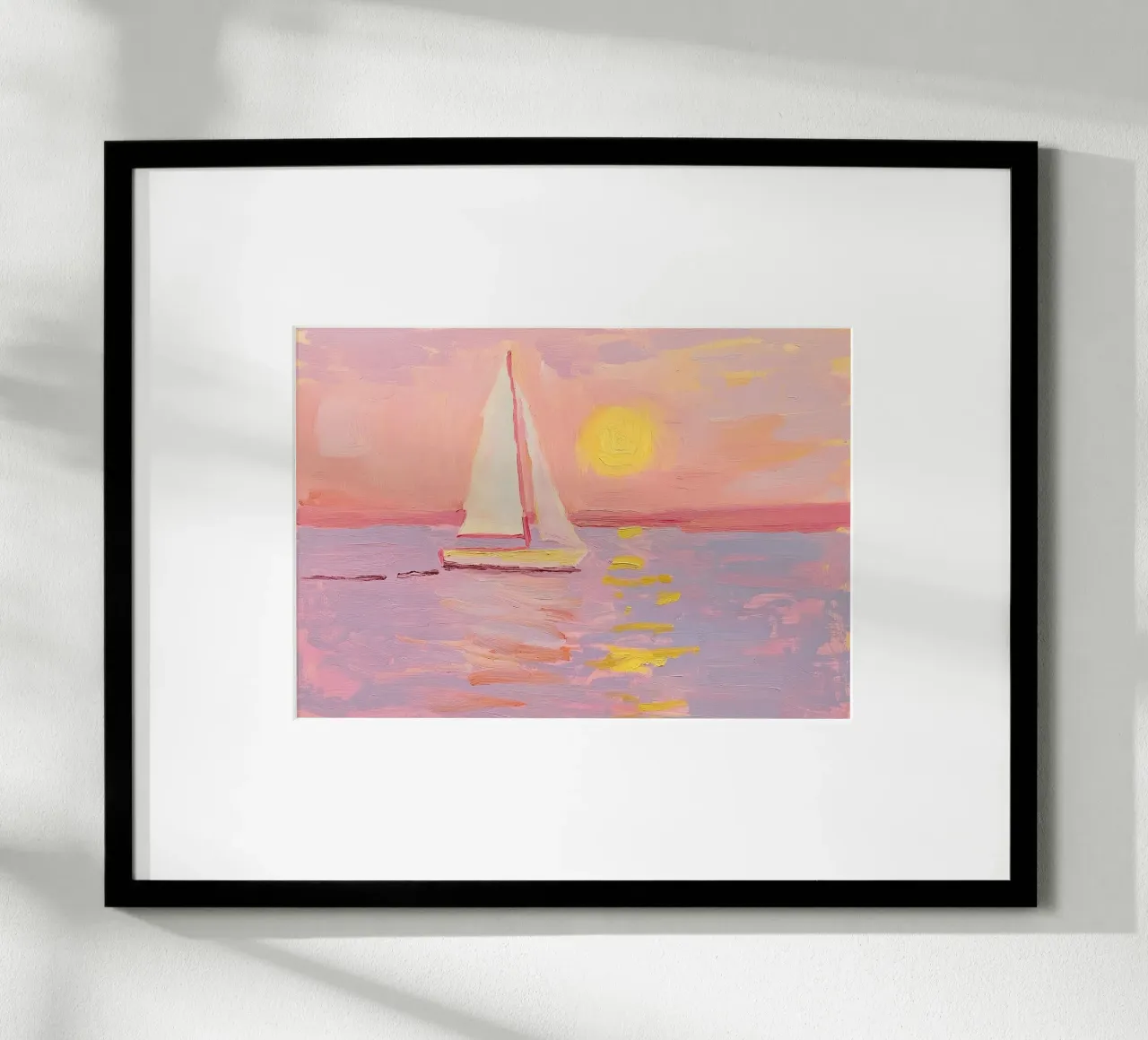 Segelboot Meer Ozean Boot Segeln Pastell Sonnenuntergang Poster von Euphoria Theresa