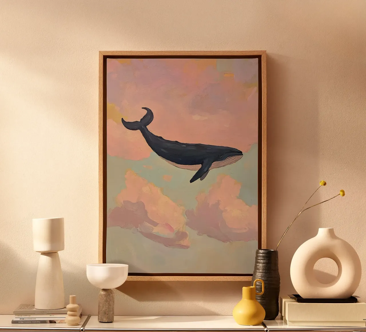 Walvis Wolken Preppy Roze canvas met Baklijst van Euphoria Theresa