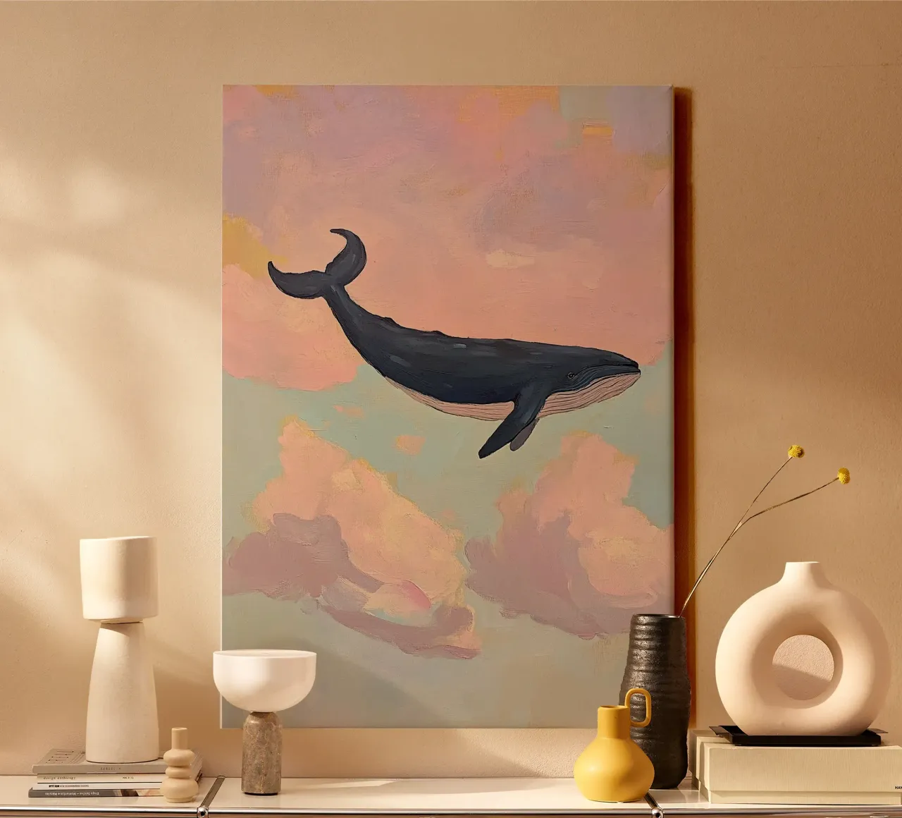 Walvis Wolken Preppy Roze canvas met Baklijst van Euphoria Theresa