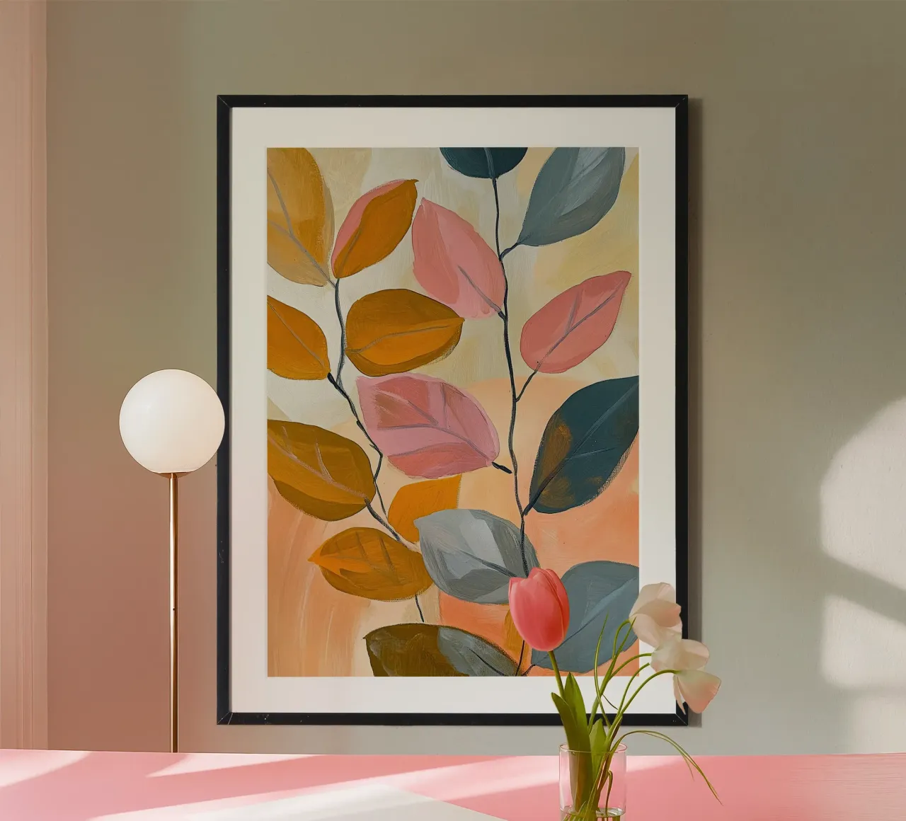Foglie Natura Fogliame Marrone toni Botanica poster con telaio in plastica da Euphoria Theresa
