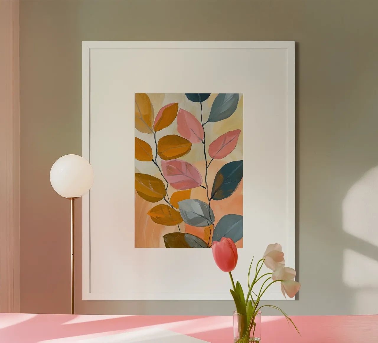 Foglie Natura Fogliame Marrone toni Botanica poster con telaio in plastica da Euphoria Theresa
