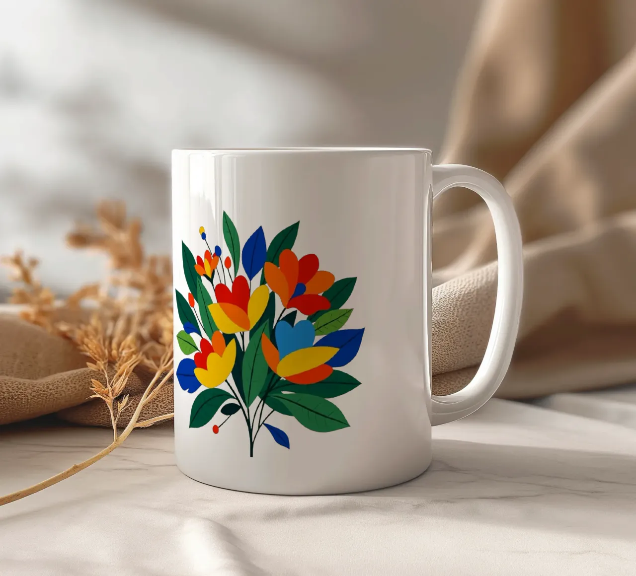 Abstract Botanical Art ceramic mug by Organic Aesthetics