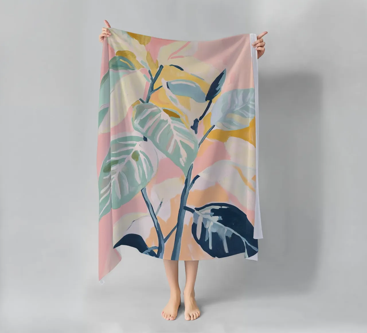 Foglie Piante Fogliame botanico Colori pastello telo mare da Euphoria Theresa