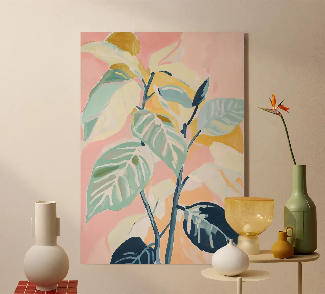 Foglie Piante Fogliame botanico Colori pastello plexiglass da Euphoria Theresa