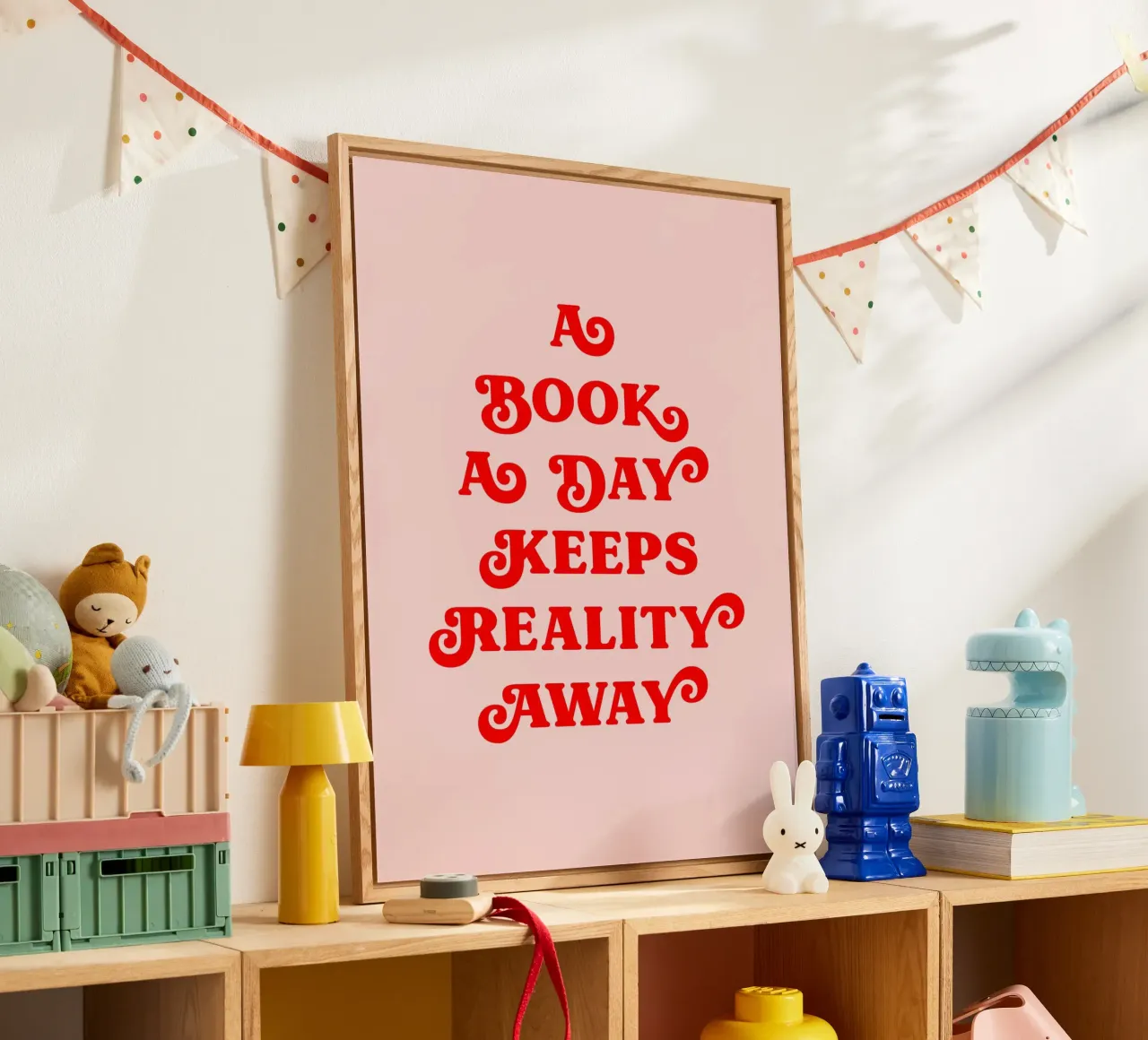 A book a day keeps reality away quote acrylic glass by Paigaam Studio