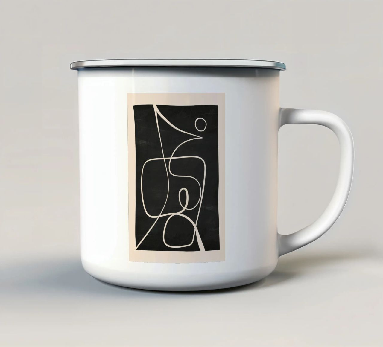 Line art astratta 49 tazza in smalto da ThingDesign