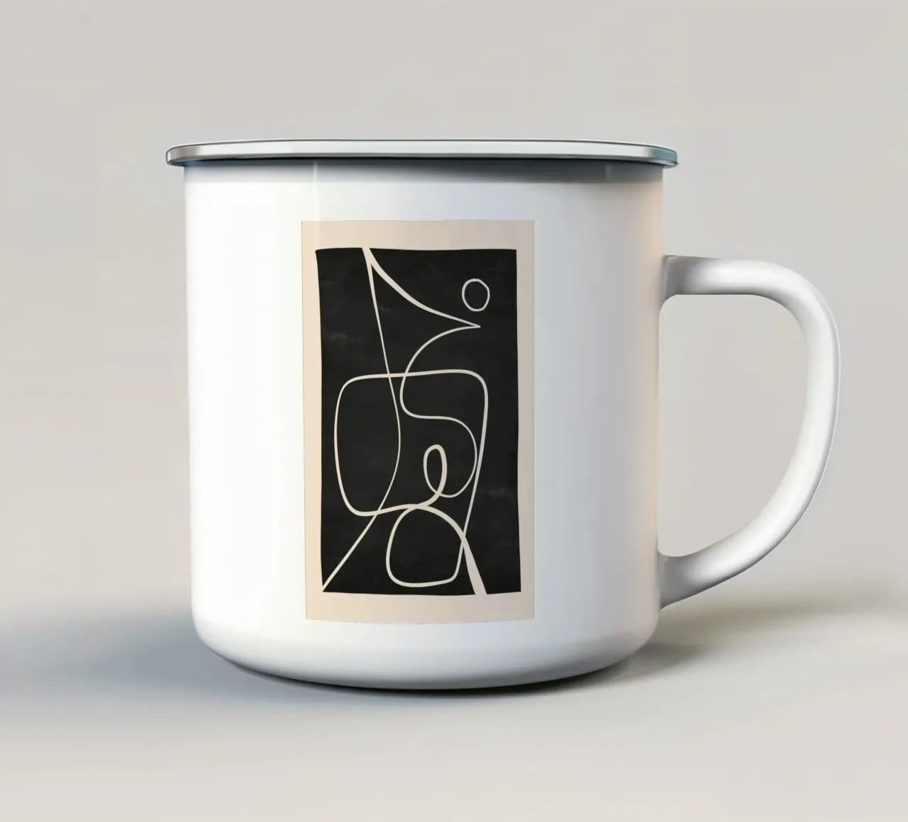 Abstract line art 49 enamel mug by ThingDesign