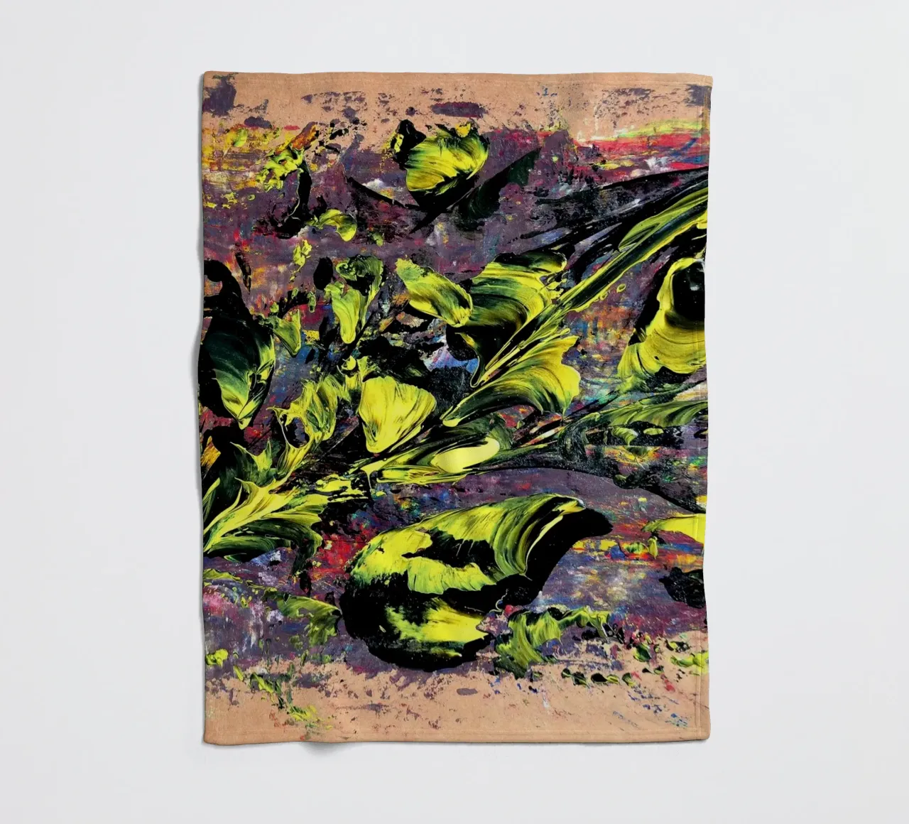 natural style 5 fleece blanket by Thierry Vobmann Abstract painting