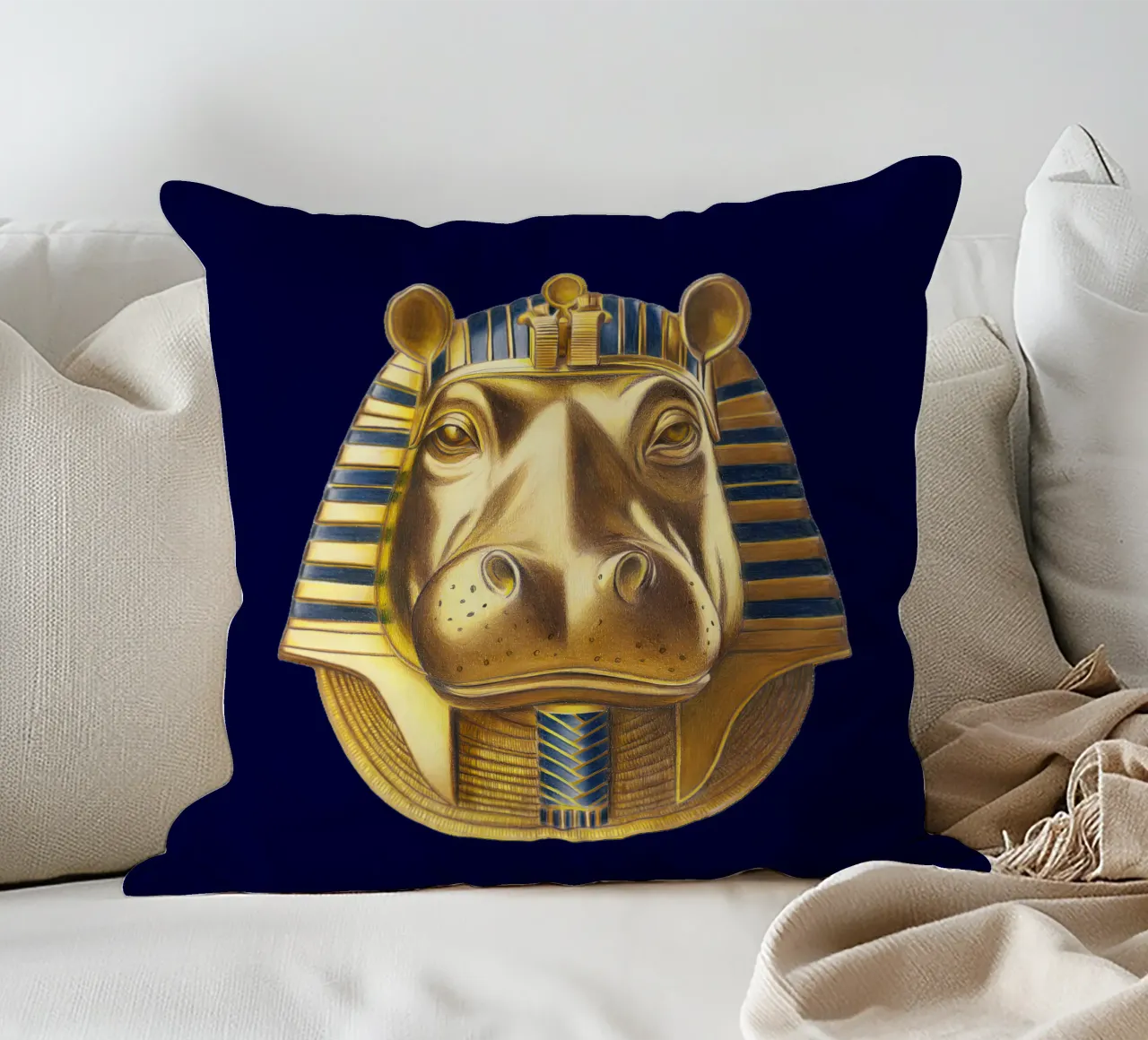 Tutankhamun Hippo cuscino da Graphit und Farbe