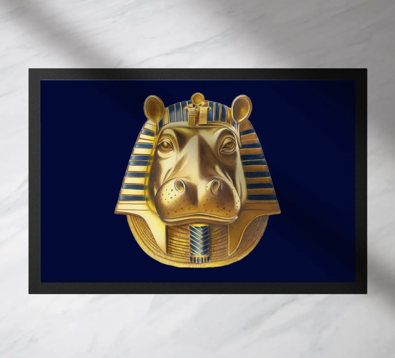 Tutankhamun Hippo felpudo de Graphit und Farbe