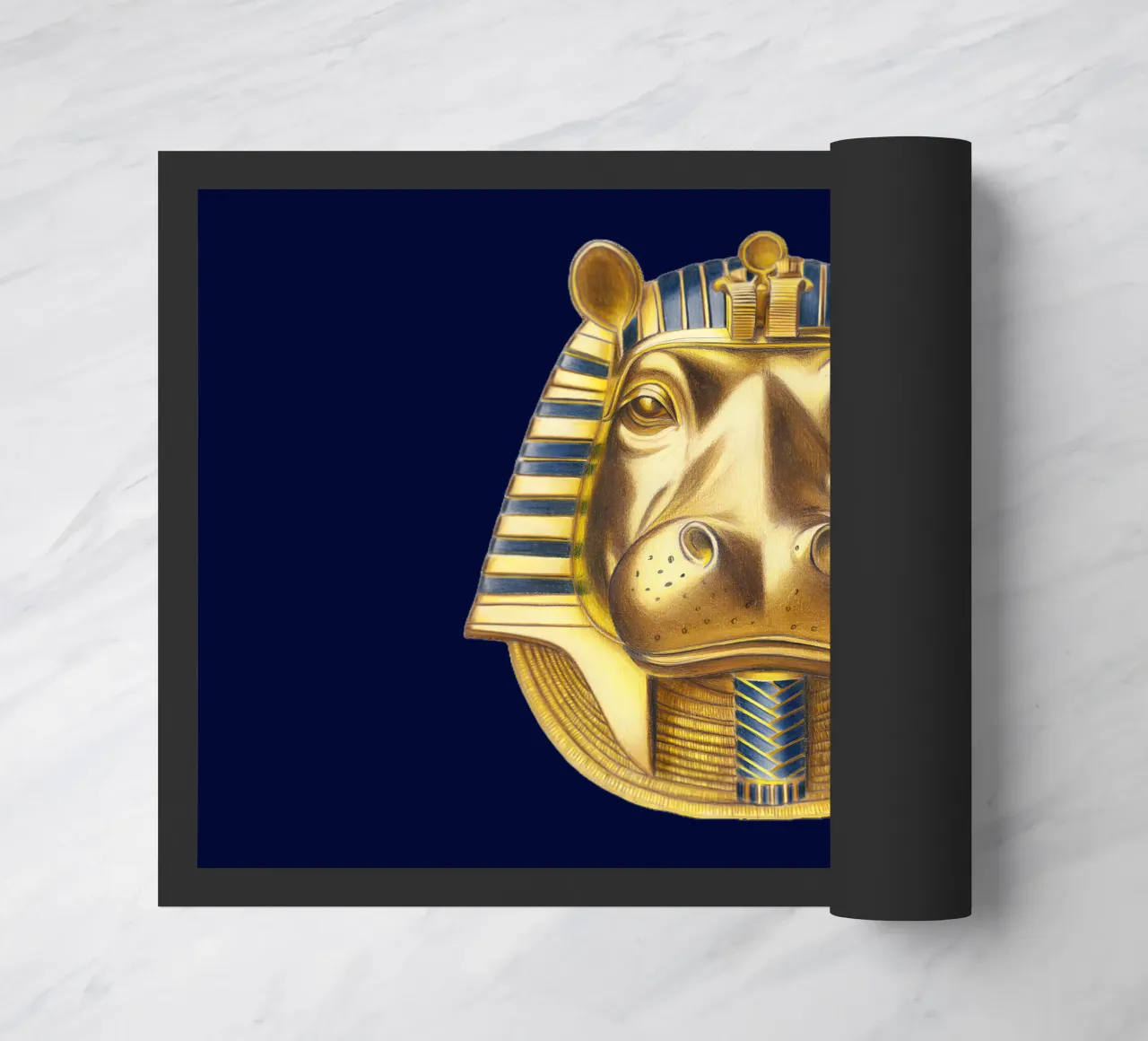 Tutankhamun Hippo felpudo de Graphit und Farbe