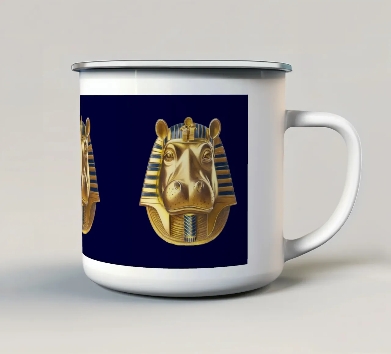 Tutankhamun Hippo emaille mok van Graphit und Farbe