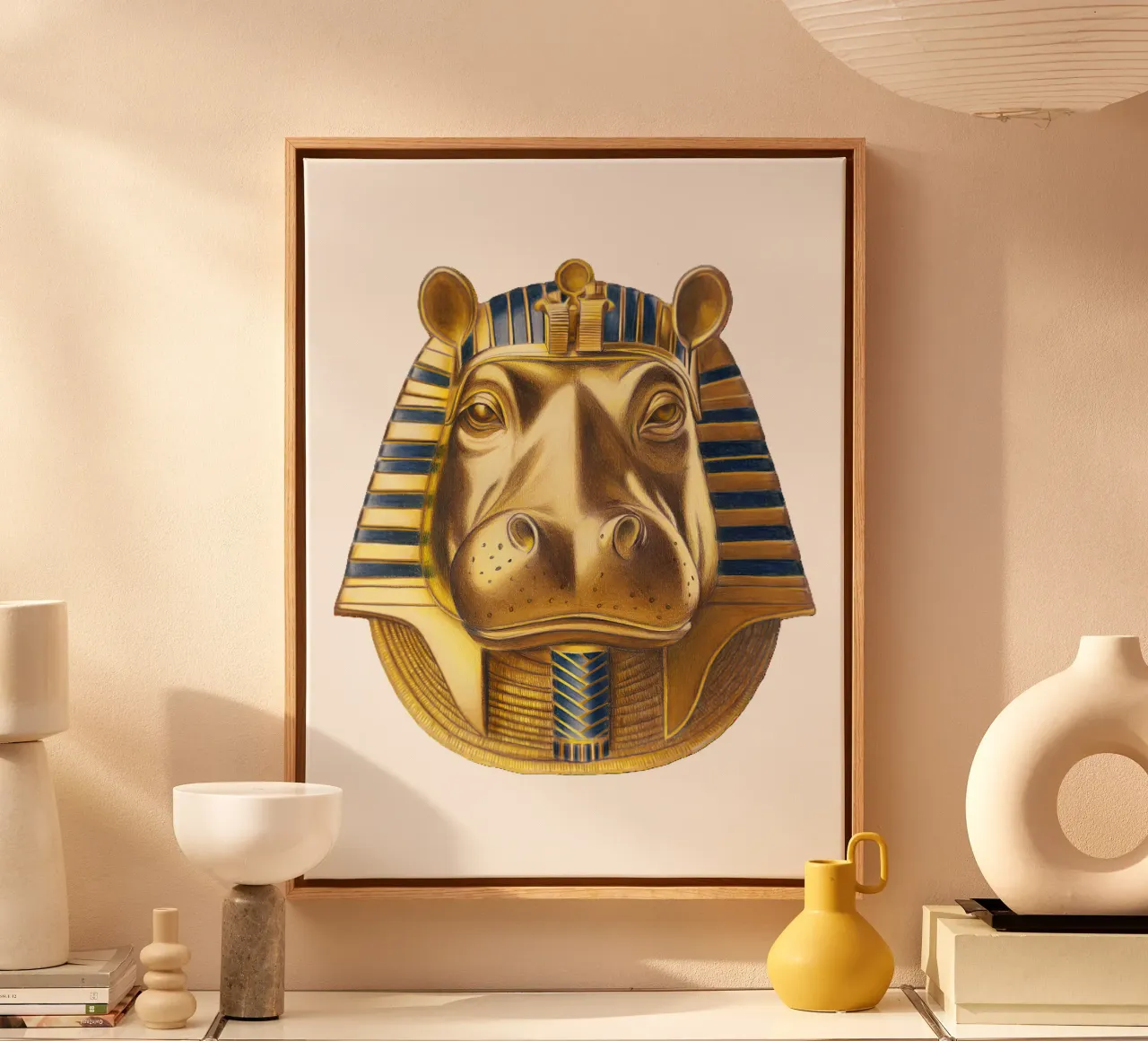 Tutankhamun Hippo tela da Graphit und Farbe