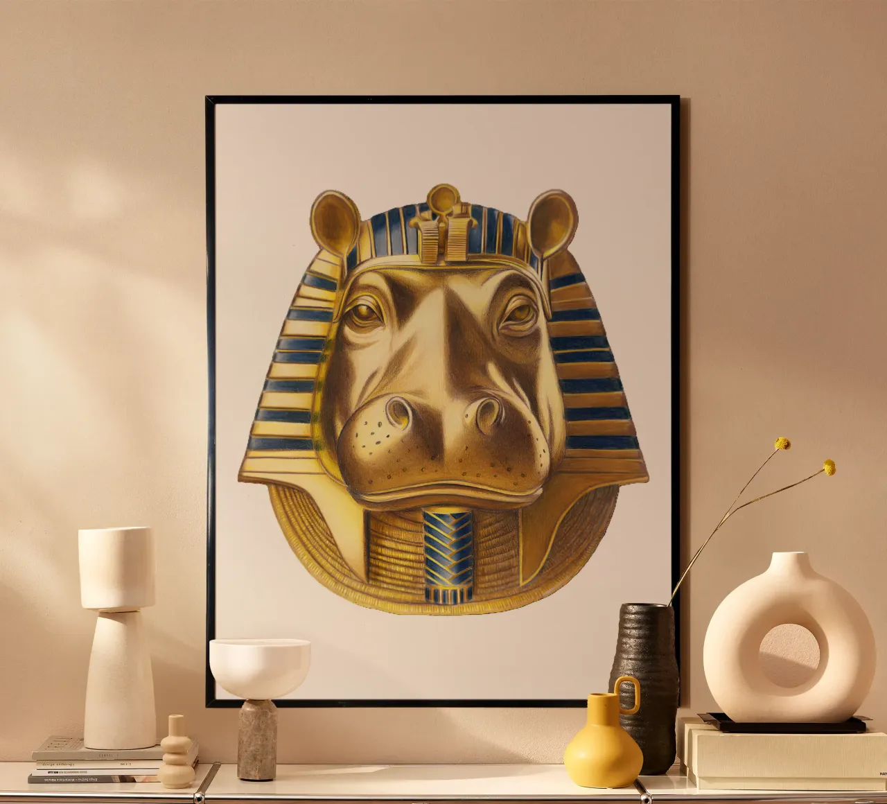 Tutankhamun Hippo carta hahnemühle da Graphit und Farbe