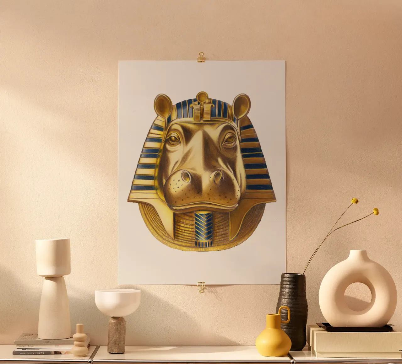 Tutankhamun Hippo carta hahnemühle da Graphit und Farbe