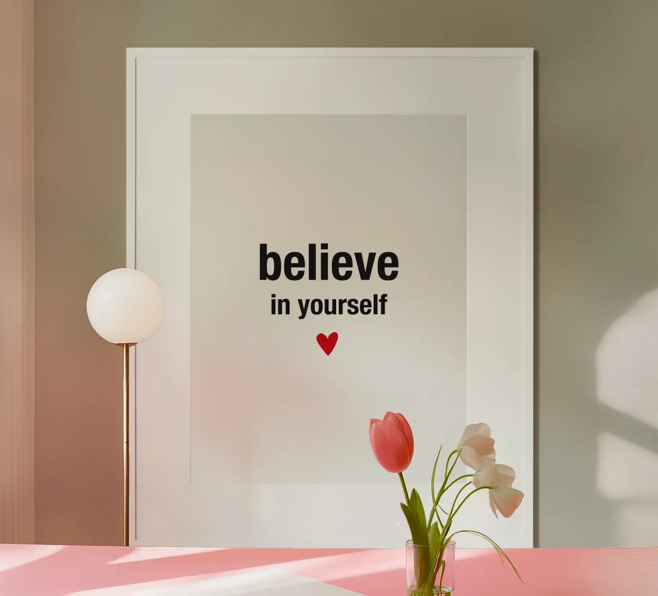believe in yourself poster con telaio in plastica da Meridian Design