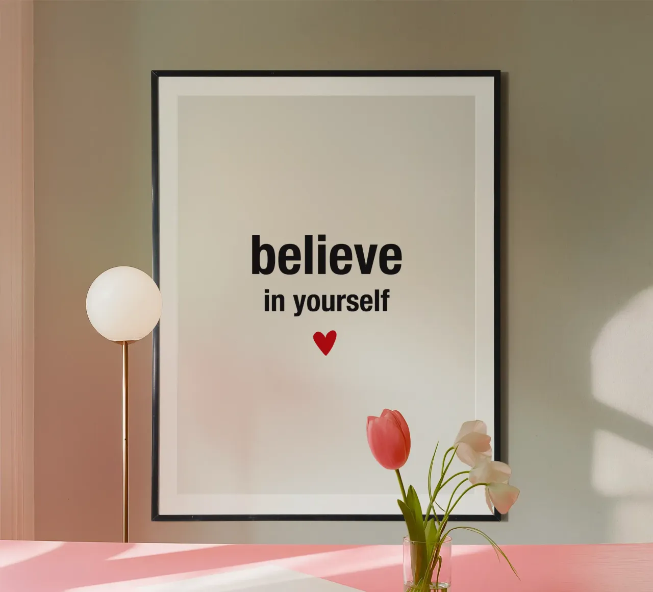 believe in yourself poster con telaio in plastica da Meridian Design