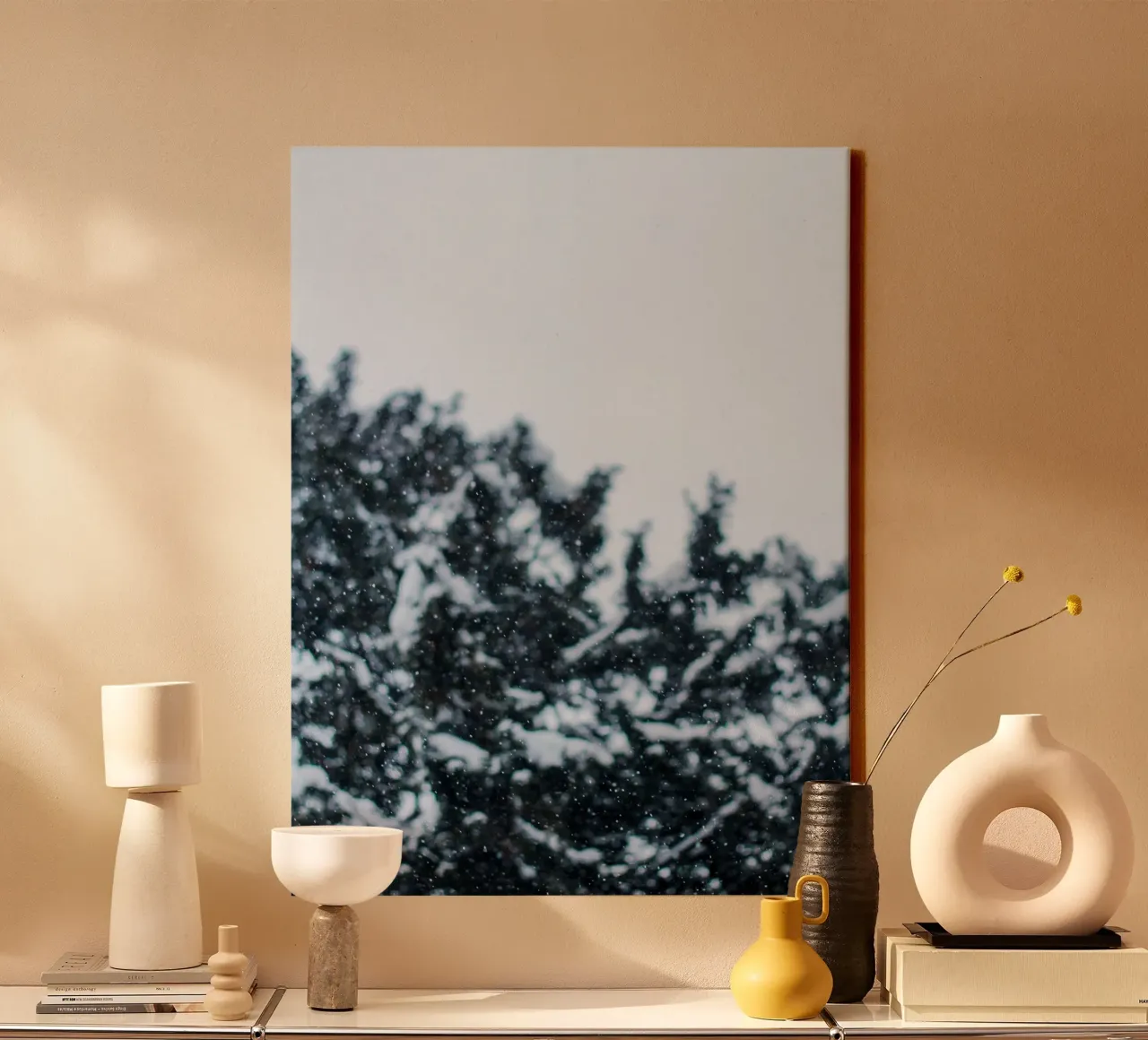 Silenzio d'inverno - fiocchi di neve nella foresta tela con Cornice a cassetta da Whole©