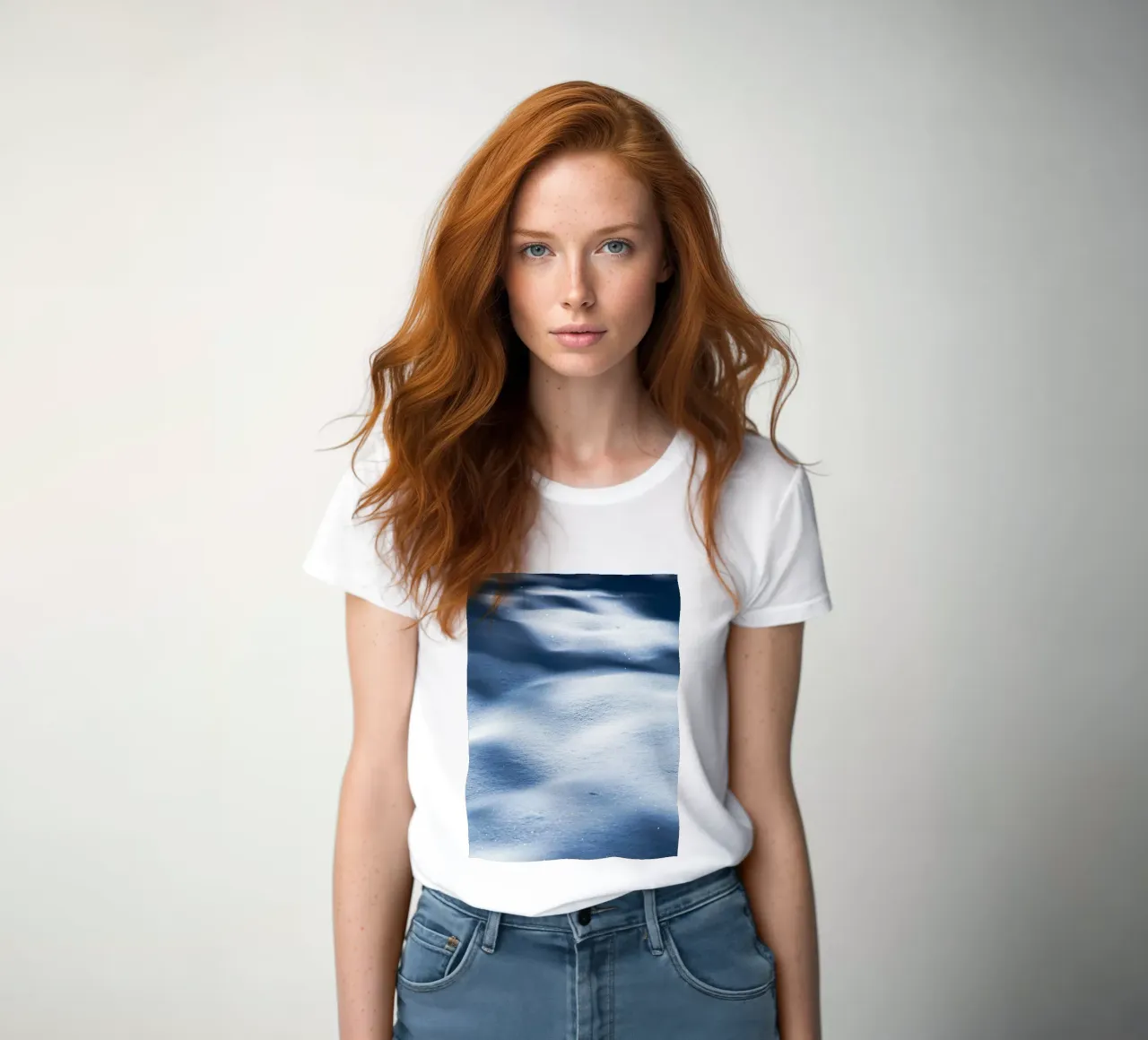 Glistening snow - winter tranquillity women's fitted t-shirt by Whole©