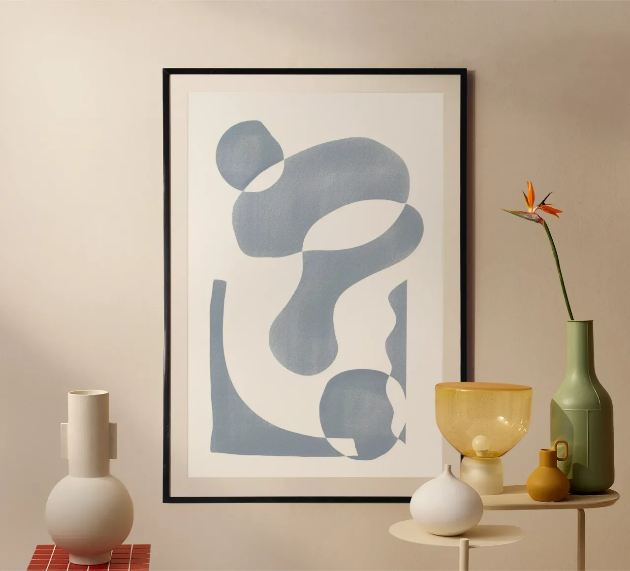 Abstrakte blaue Formen Kunst Poster von Melloi Art Print