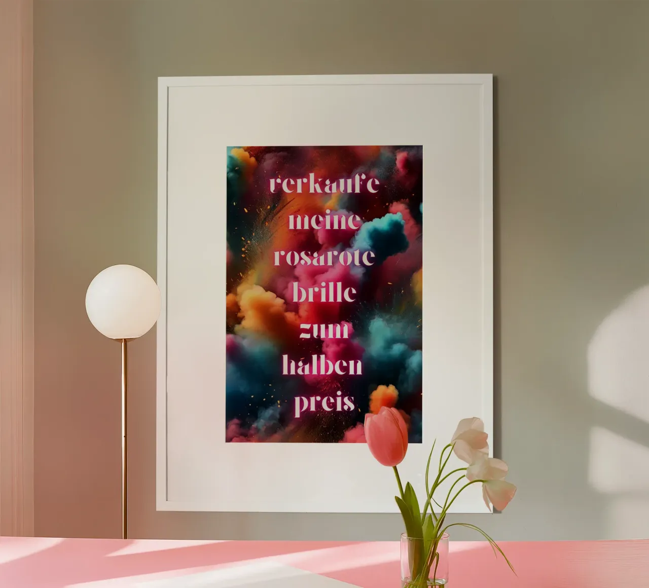 Vendo i miei occhiali rosa a metà prezzo poster con telaio in alluminio da ArtDesign by KBK