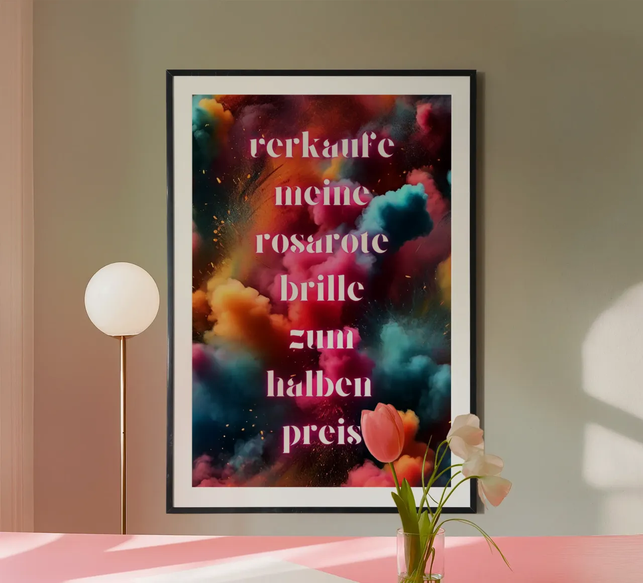 Vendo i miei occhiali rosa a metà prezzo poster con telaio in alluminio da ArtDesign by KBK