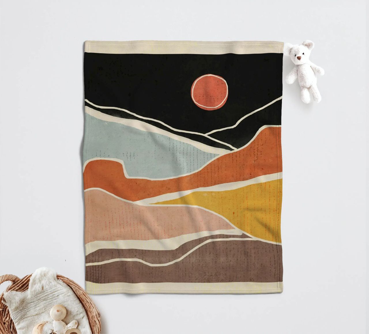Arte astratta Paesaggio 47 coperta in pile da ThingDesign