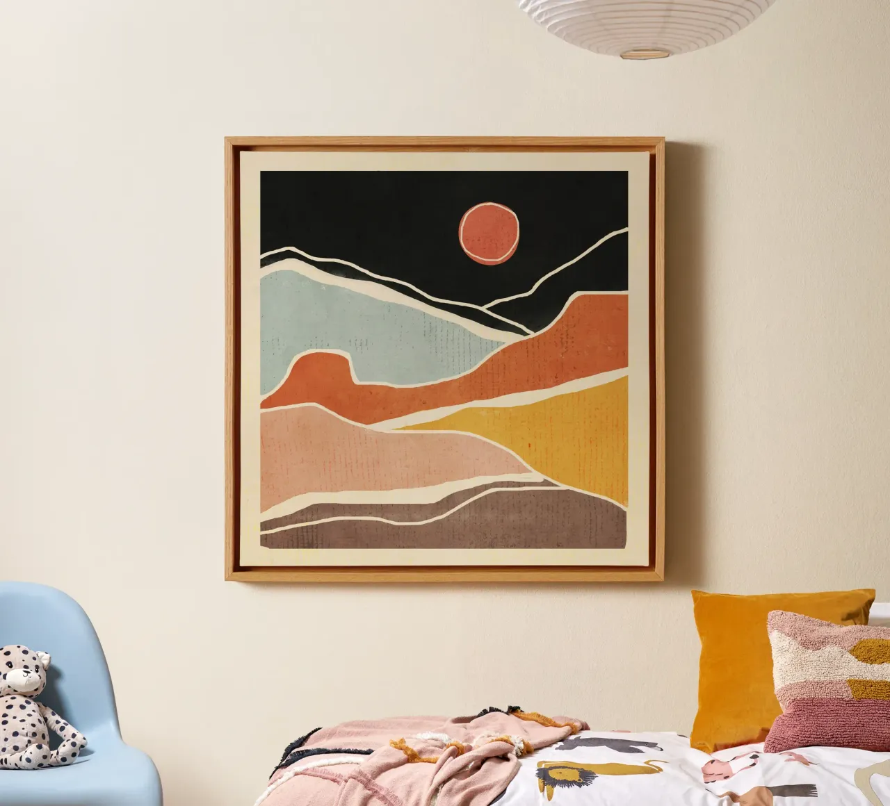 Abstracte kunst Landschap 47 canvas met Baklijst van ThingDesign