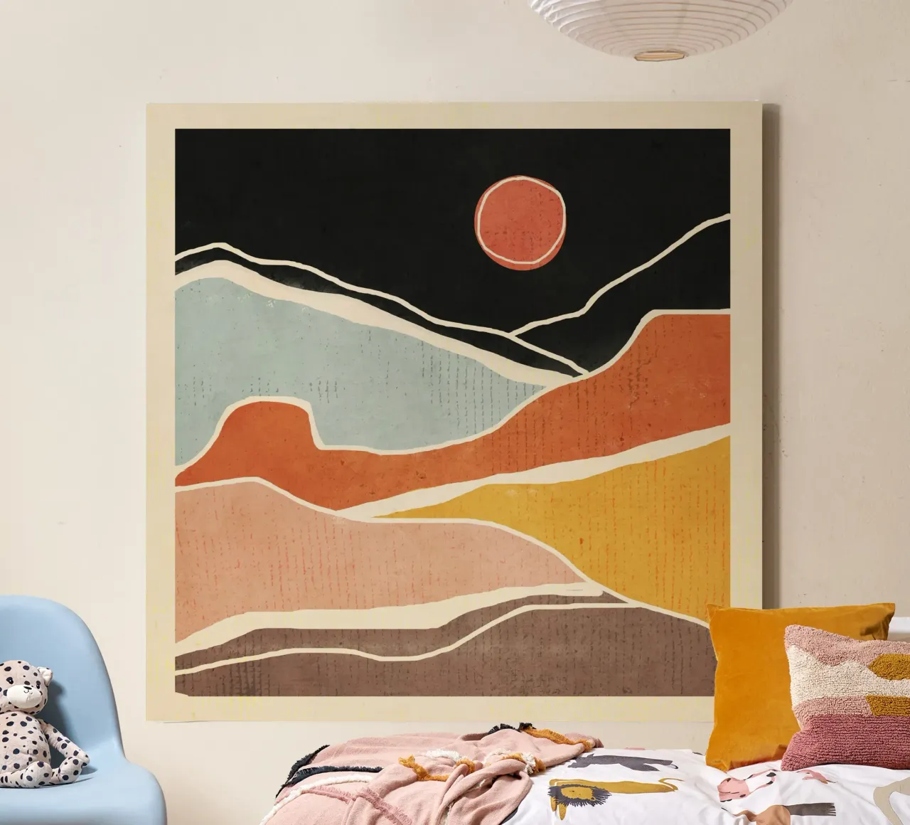 Abstracte kunst Landschap 47 canvas met Baklijst van ThingDesign