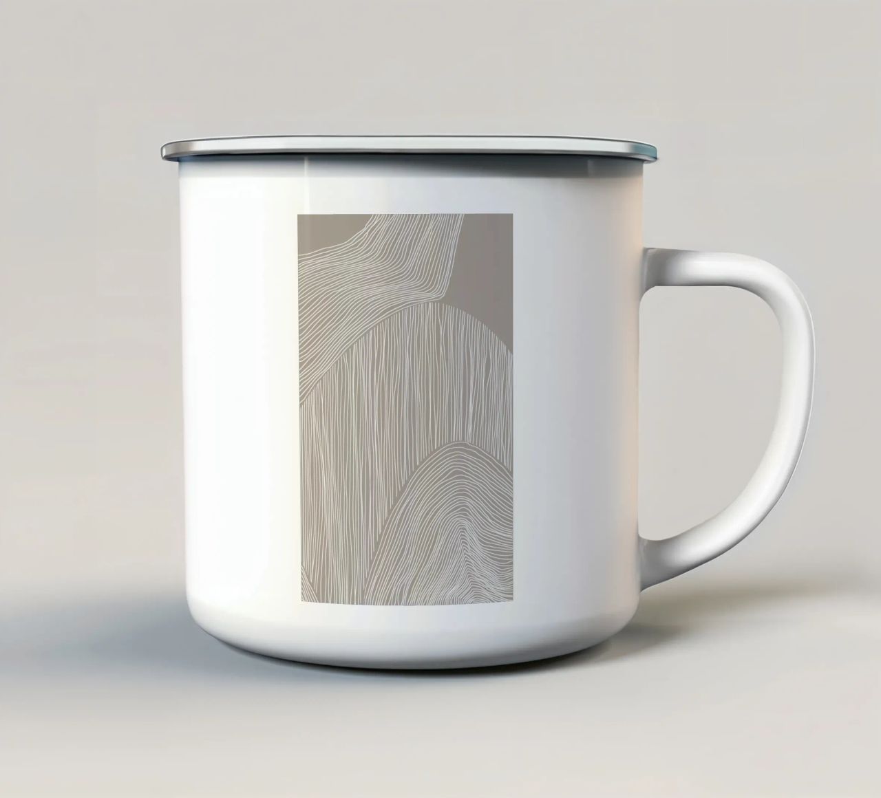 Arte delle linee curve tazza in smalto da Melloi Art Print