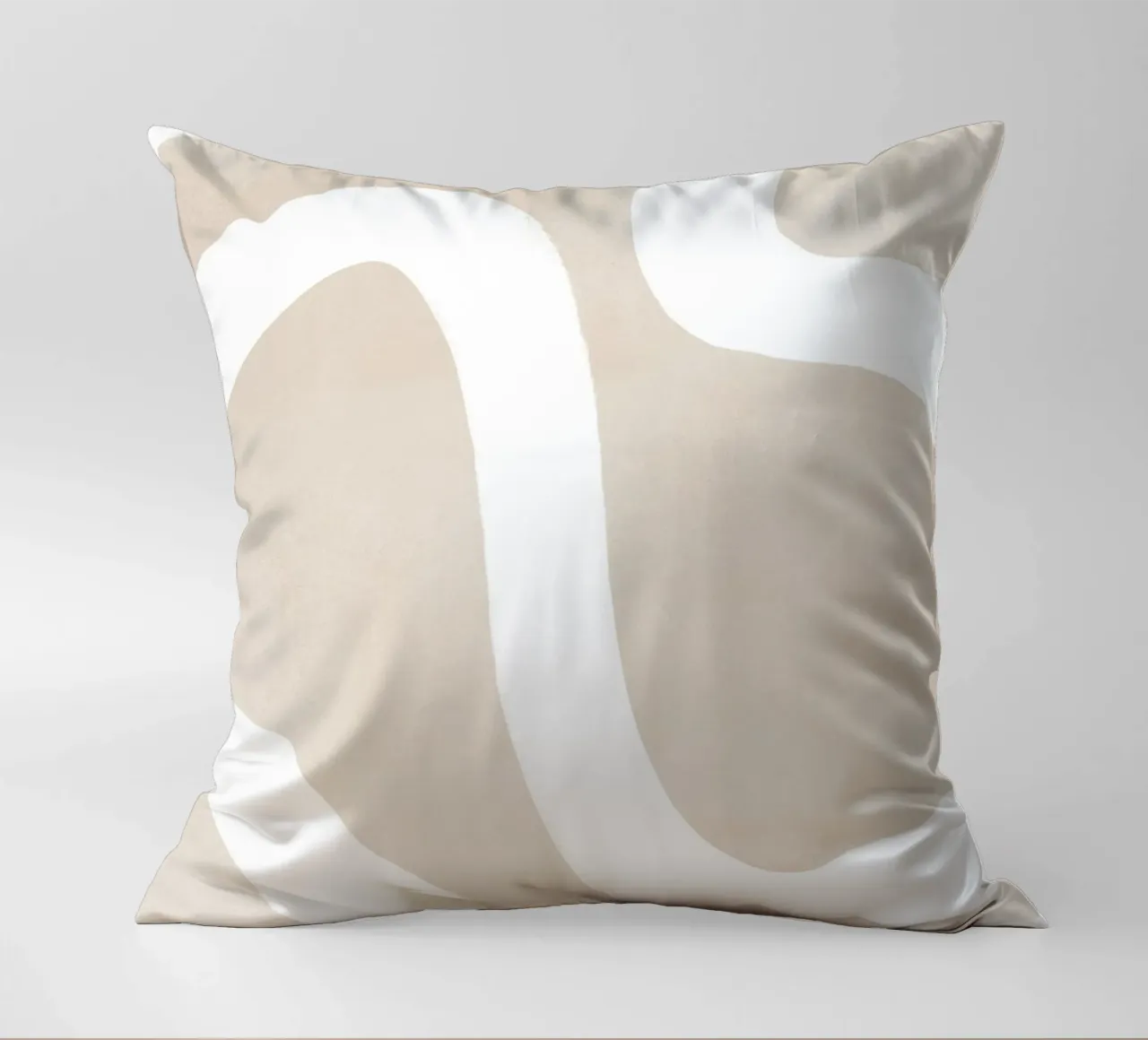 Linea curva bianca beige cuscino da Melloi Art Print