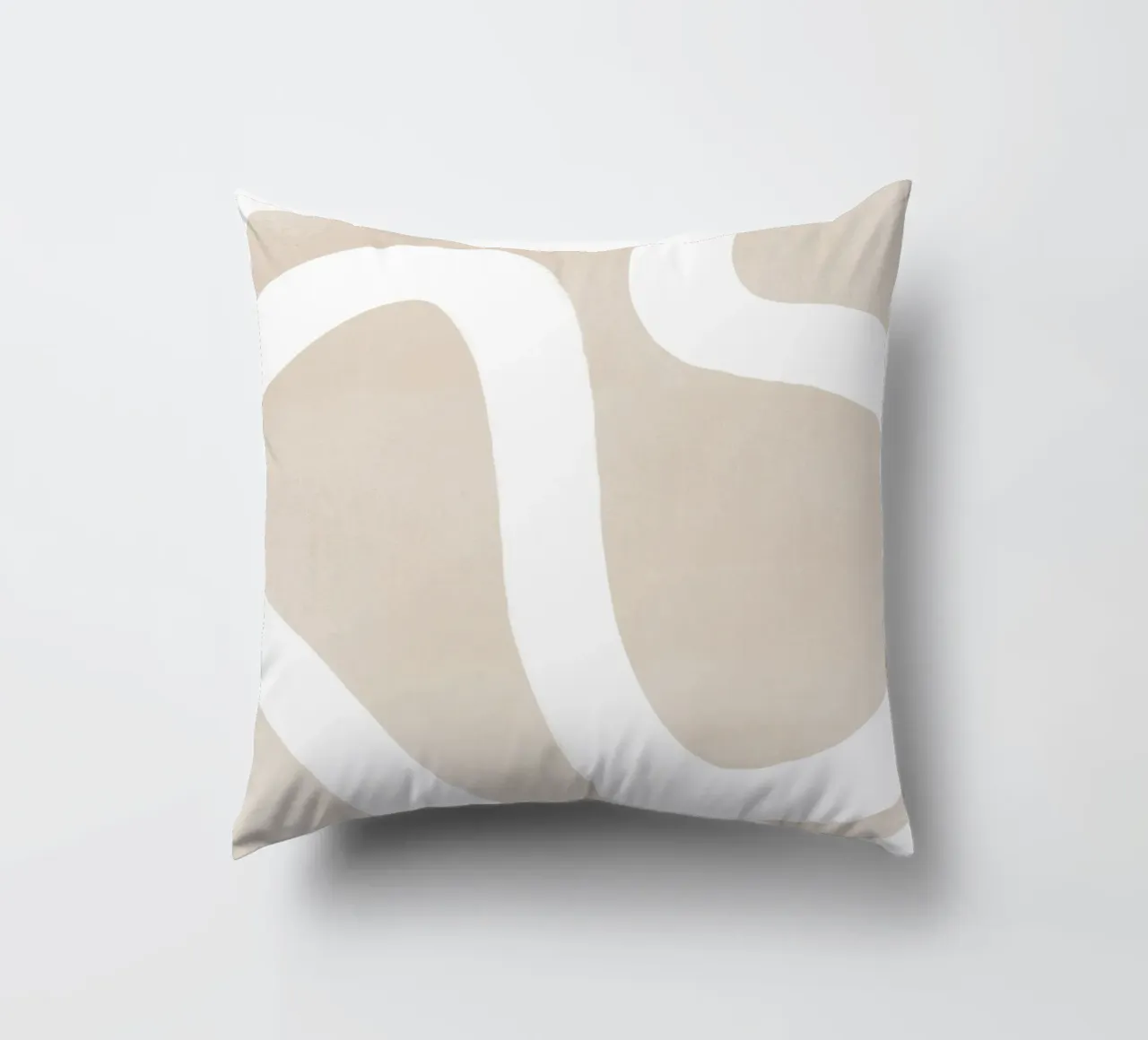 Linea curva bianca beige cuscino da Melloi Art Print