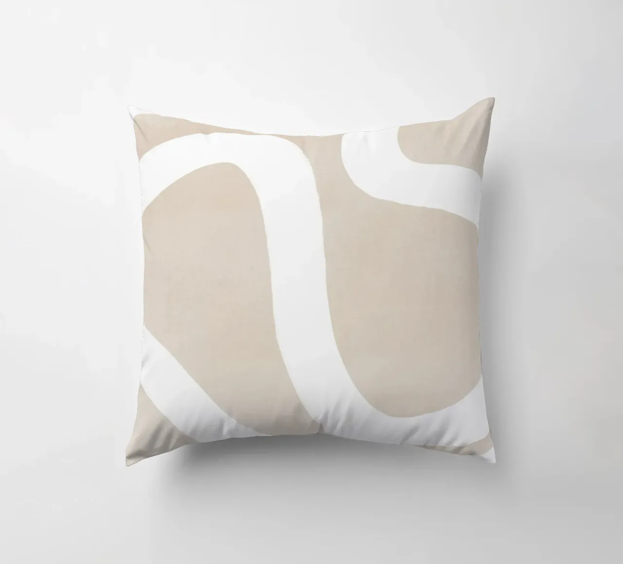 Linea curva bianca beige cuscino da Melloi Art Print