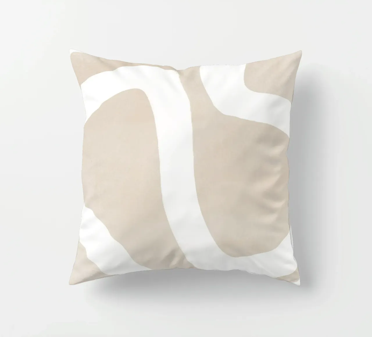 Linea curva bianca beige cuscino da Melloi Art Print