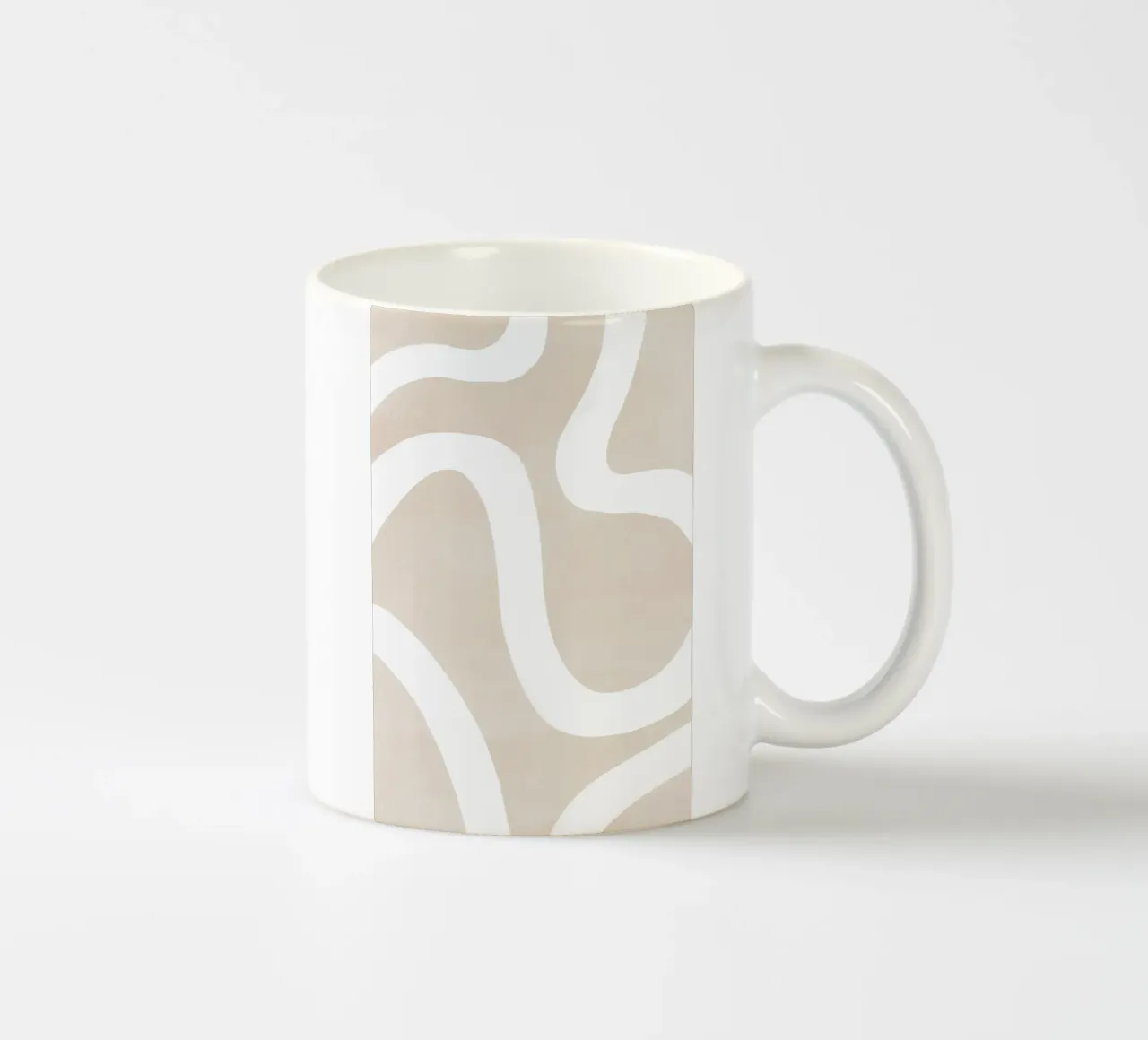 Linea curva bianca beige tazza in ceramica da Melloi Art Print