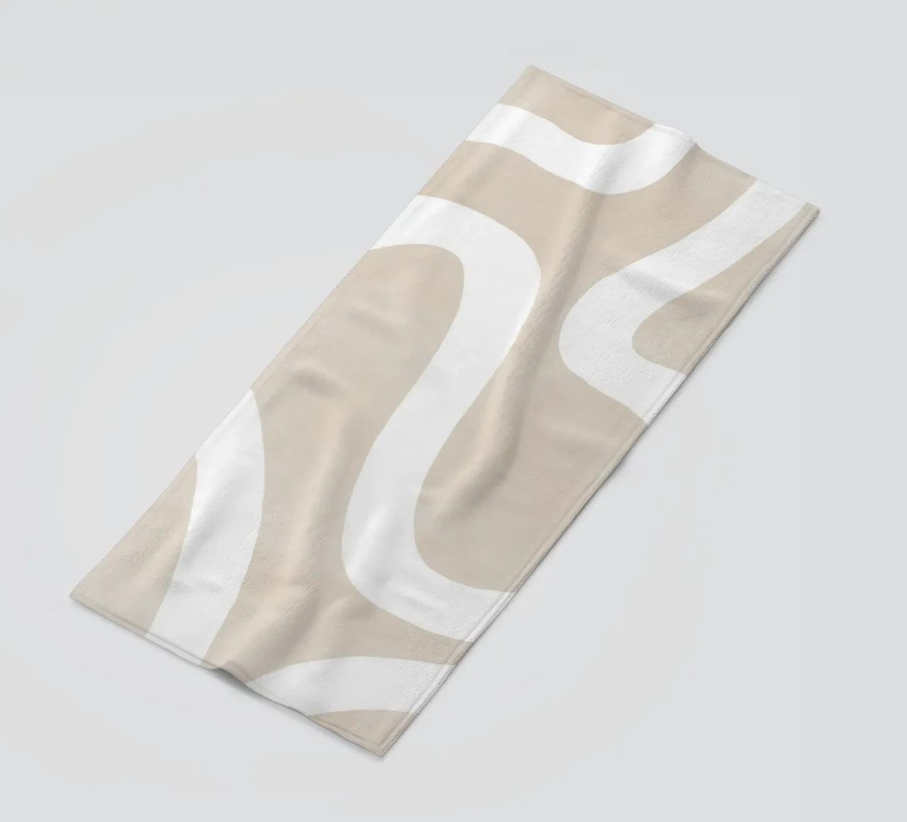 Linea curva bianca beige telo mare da Melloi Art Print