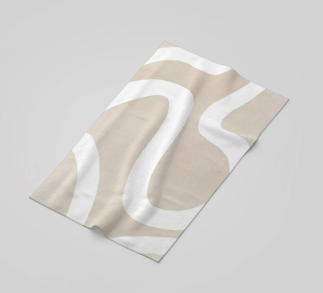 Linea curva bianca beige telo mare da Melloi Art Print