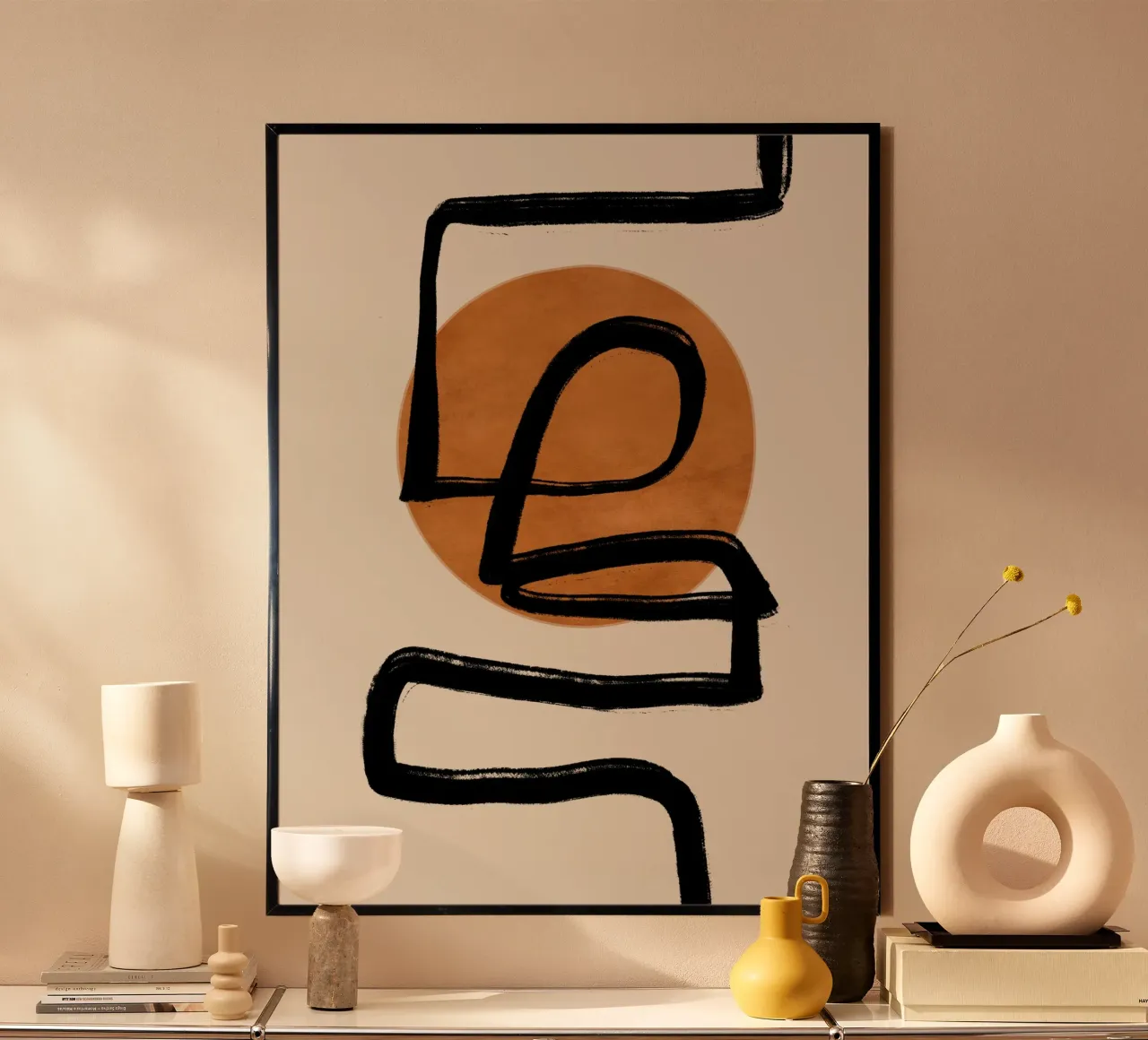 Dessin au trait abstrait 97 poster avec cadre en plastique de ThingDesign