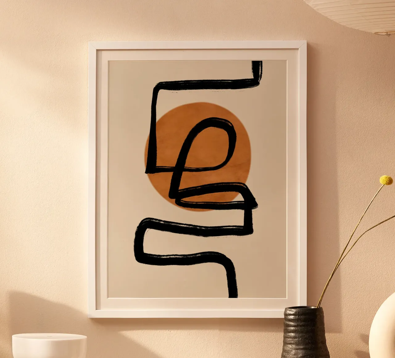 Dessin au trait abstrait 97 poster avec cadre en plastique de ThingDesign