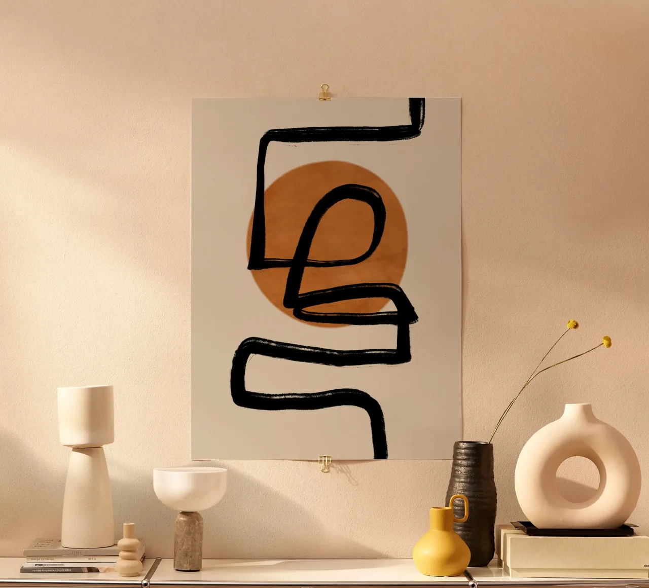 Dessin au trait abstrait 97 poster avec cadre en plastique de ThingDesign
