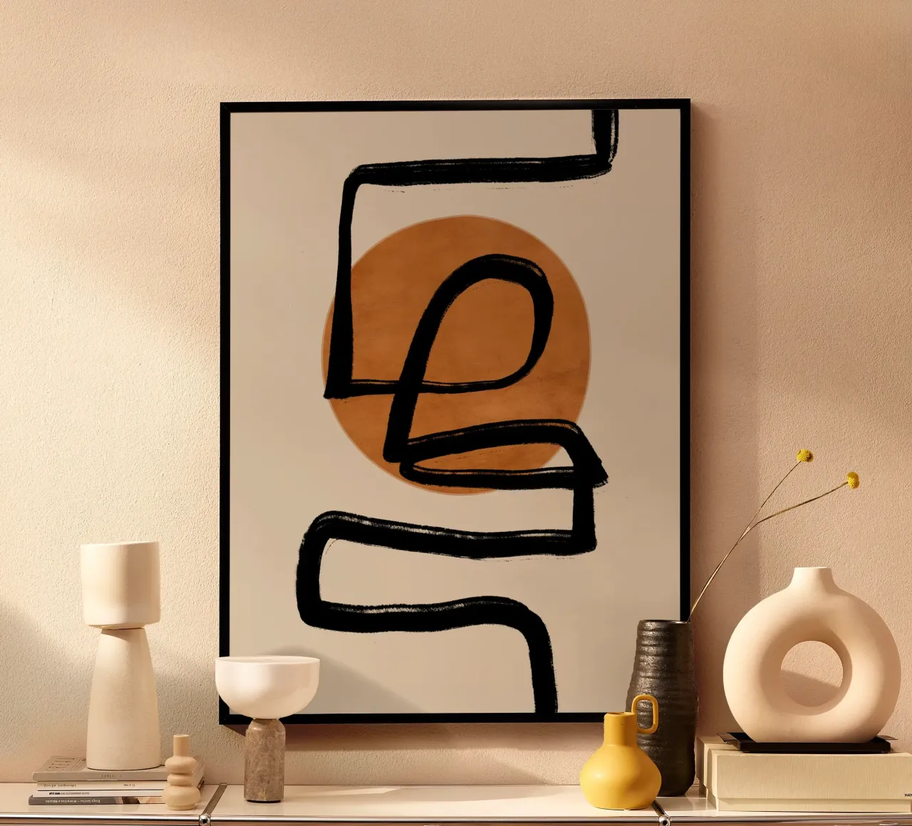 Dessin au trait abstrait 97 poster avec cadre en plastique de ThingDesign