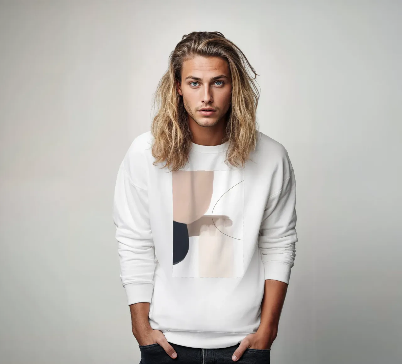 Abstracte Geometrische Vormen Lijn Art sweatshirt van Melloi Art Print