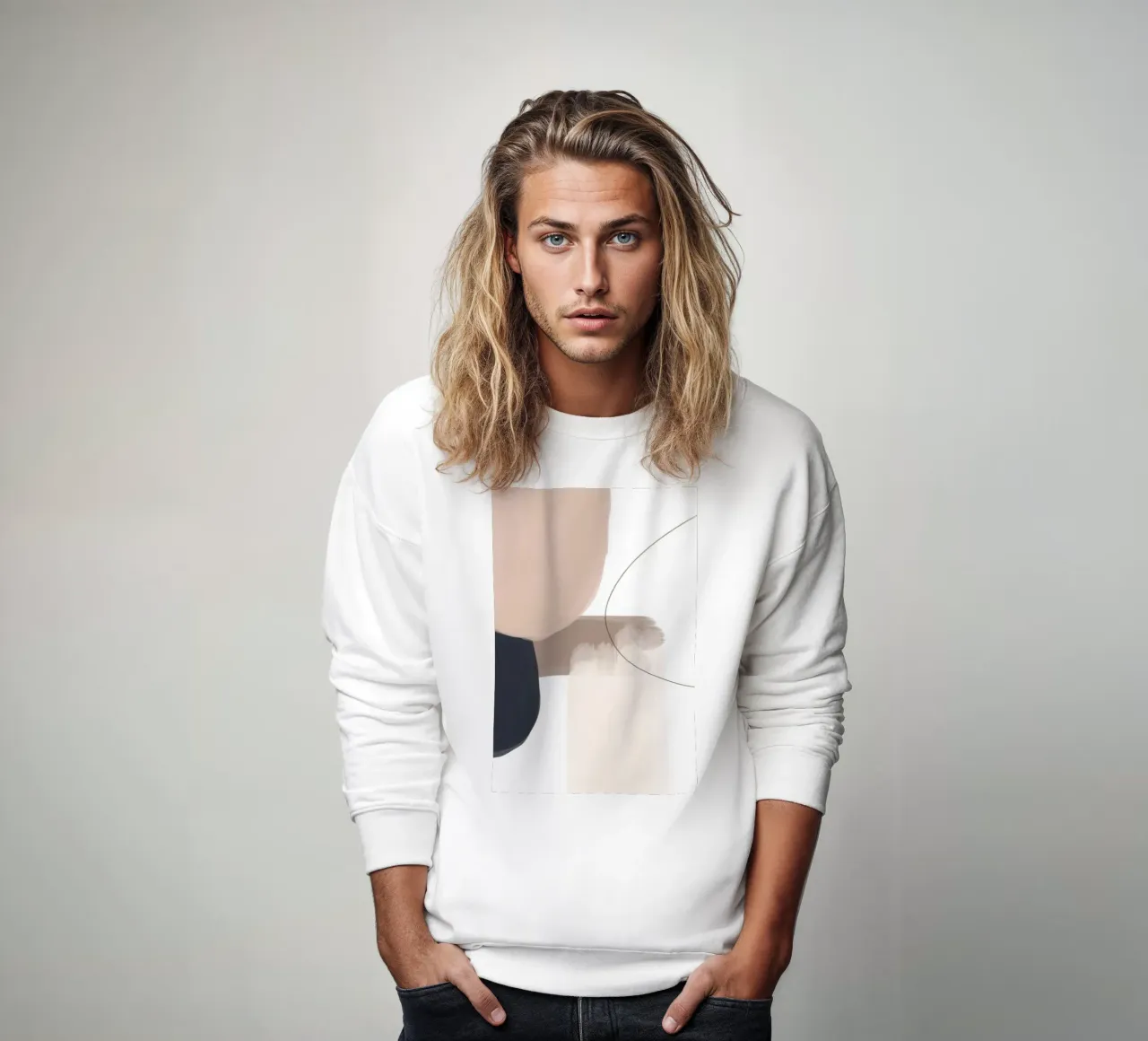 Abstrakte geometrische Formen Line Art Sweatshirt von Melloi Art Print
